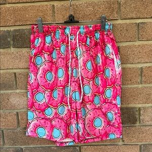 Pink Donut Patterned Swim Trunks Size Small